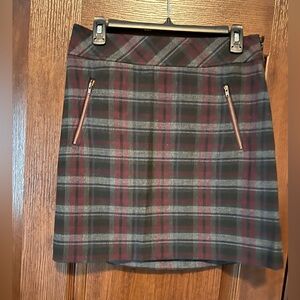 LOFT Plaid Mini Skirt - Black and Red